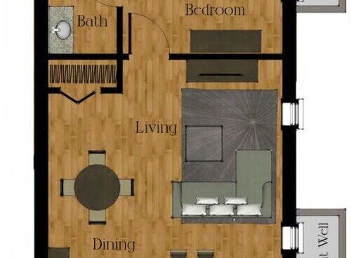 1 Bedroom: Beds - 1: Baths - 1: SqFt Range - 551 to 1228