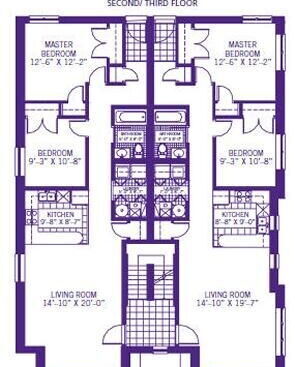 2 bed 1 bath floor plan image