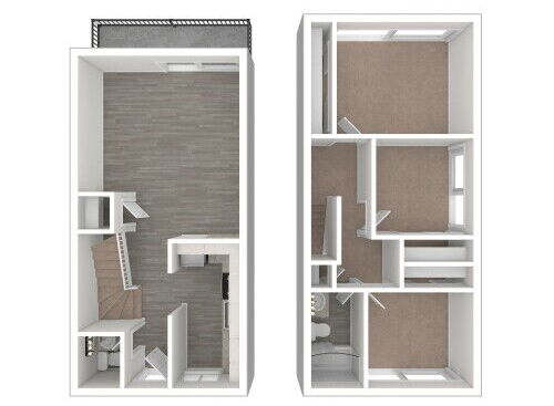 The Modern Apartments - Three Bedroom - 3 bed - 1.5 bath - 1125 sf