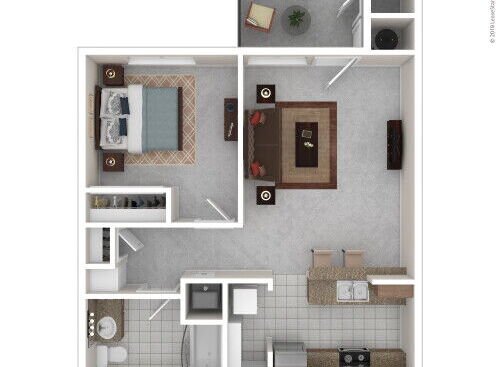 Two Bedroom One Bath: Beds - 2: Baths - 1: SqFt Range - 715 to 715