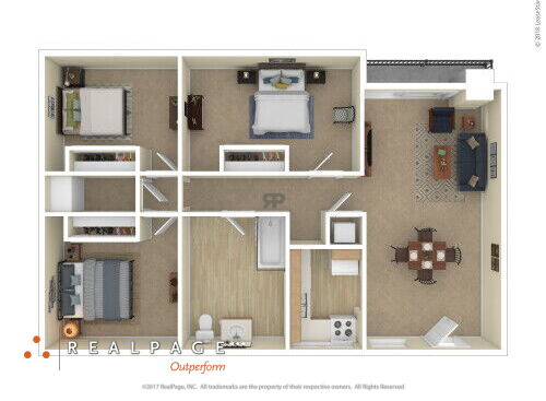 Harborview Apartments - 3 Bedroom - 3 bed - 1 bath - 891 sf