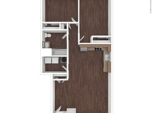 Riverside Arms - Two Bedroom One Bath - 2 bed - 1 bath - 915 sf