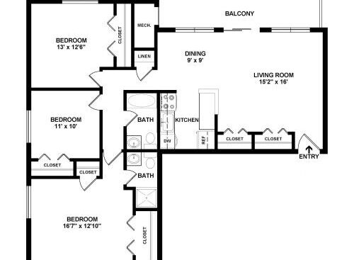 The Milano - Michelangelo - 3 bed - 2 bath - 989 sf