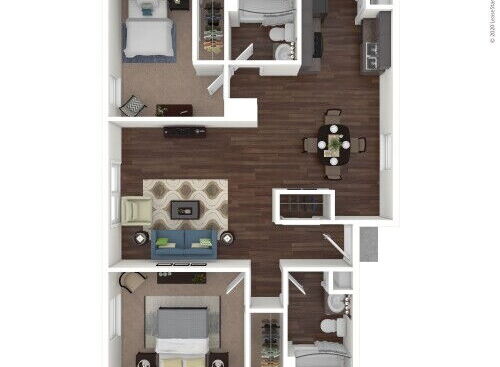 Forest Oaks - B3 - 2 bed - 2 bath - 950 sf