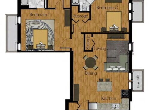 1 Bedroom: Beds - 2: Baths - 1: SqFt Range - 796 to 1058
