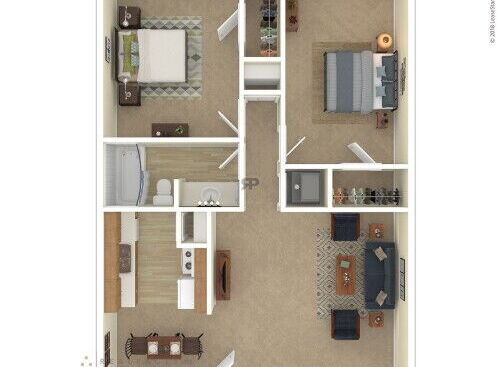 2 Bed / 1 Bath A: Beds - 2: Baths - 1: SqFt Range - 665 to 665