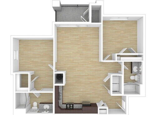 2 Bedroom, 2 Bath, 1219 sq. ft.