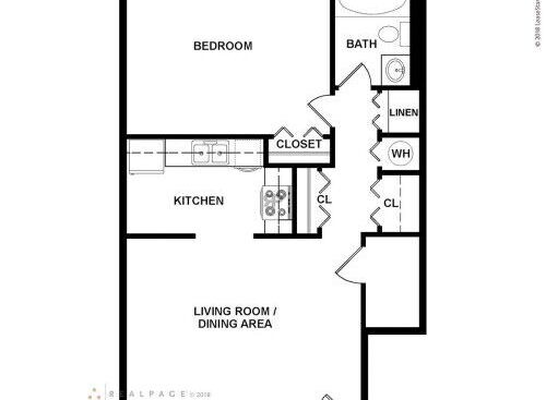 1 Bedroom 1BF: Beds - 1: Baths - 1: SqFt Range - 620 to 620