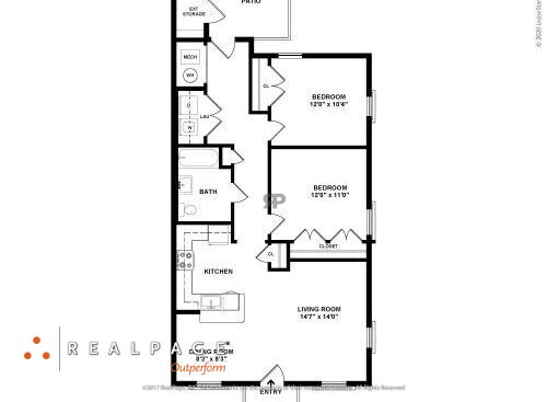 Rockview II - 2 Bedroom - 2 bed - 1 bath - 982 sf