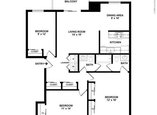 Windsor Gardens - Three Bedroom Deluxe - 3 bed - 1.5 bath - 1150 sf
