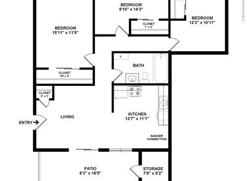 The Park at Redstone - 3x1 - 3 bed - 1 bath - 1050 sf