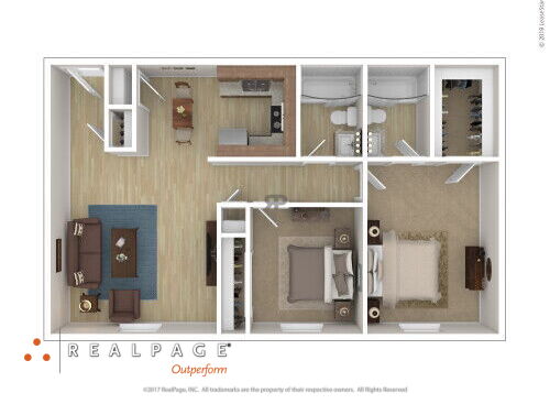 Woodfield Heights Apartments - Style AA - 2 bed - 2 bath - 984 sf