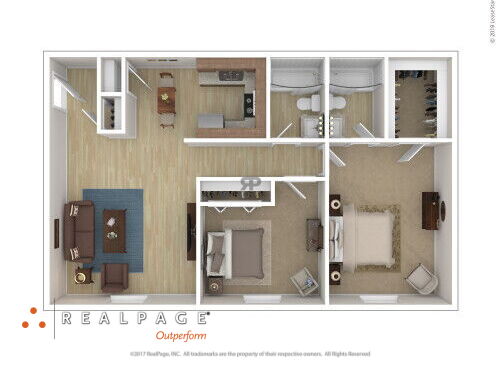 Woodfield Heights Apartments - Style EE - 2 bed - 2 bath - 1170 sf