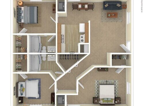 3 Bed / 2 Bath: Beds - 3: Baths - 2: SqFt Range - 888 to 888