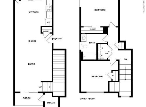 Oak Park 4 - Two Bedroom 2-Story - 2 bed - 2 bath - 1097 sf