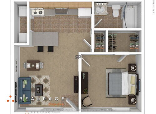 One Bedroom: Beds - 1: Baths - 1: SqFt Range - 550 to 550