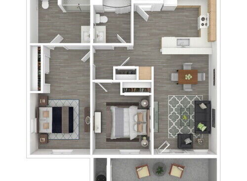 3D floor plan furnished