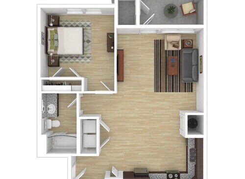 1 Bedroom, 1 Bath, 897 sq. ft.