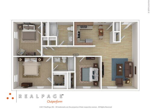 Woodfield Heights Apartments - Style BB - 3 bed - 2 bath - 1158 sf