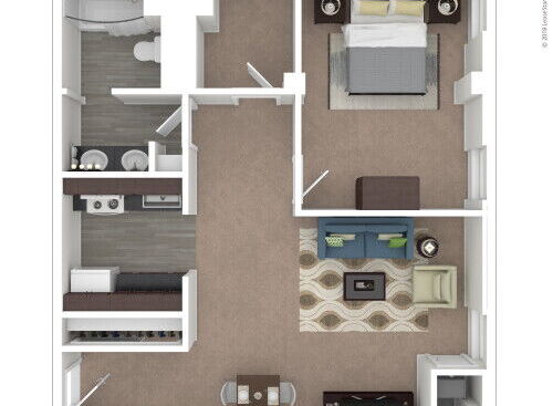 Carson Square Apartments - U - 1 bed - 1 bath - 463 sf