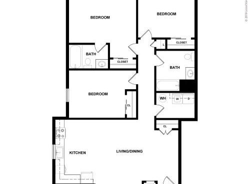 Riverside Arms - Three Bedroom Two Bath - 3 bed - 2 bath - 1150 sf