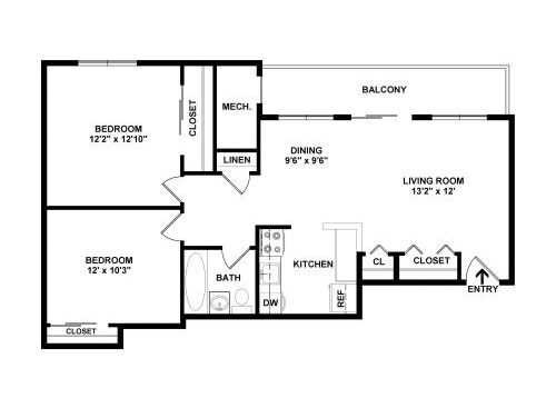 The Milano - Donatello - 2 bed - 1 bath - 854 sf