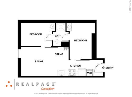 Keystone Flats - The Allegheny - 2 bed - 1 bath - 537 sf