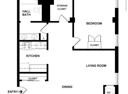 Carson Square Apartments - U - 1 bed - 1 bath - 463 sf