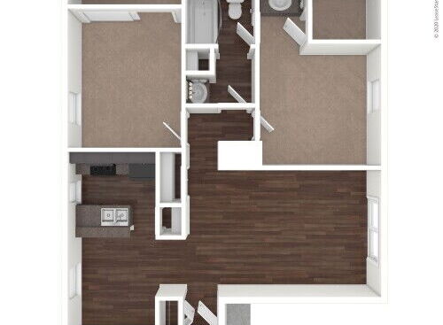 Forest Oaks - B2 - 2 bed - 1 bath - 900 sf