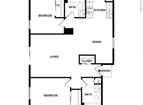 Forest Oaks - B3 - 2 bed - 2 bath - 950 sf