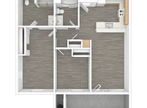 3D floor plan unfurnished