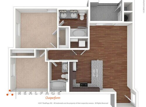Hollister Village - Plan B2 - 2 bed - 2 bath - 955 sf