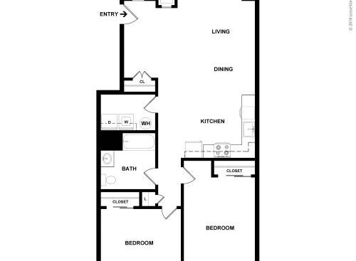 Riverside Arms - Two Bedroom One Bath - 2 bed - 1 bath - 915 sf