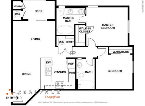 Hollister Village - Plan B1 - 2 bed - 2 bath - 951 sf
