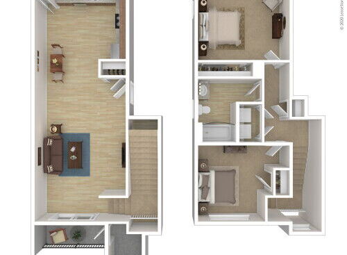 Oak Park 4 - Two Bedroom 2-Story - 2 bed - 2 bath - 1097 sf