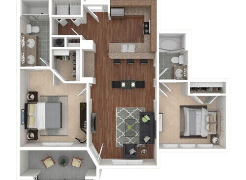 The Landing At Briarcliff Apartments - C1 - 2 bed - 2 bath - 1024 sf