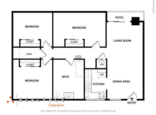 Harborview Apartments - 3 Bedroom - 3 bed - 1 bath - 891 sf
