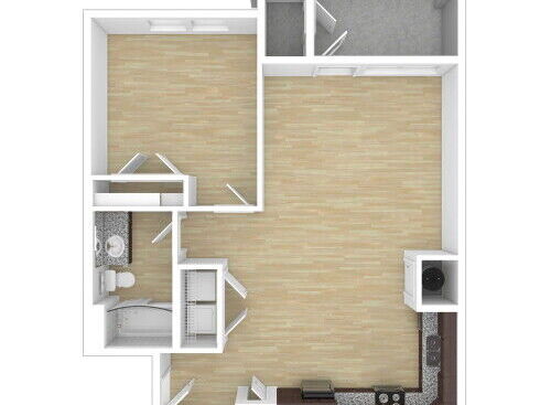 1 Bedroom, 1 Bath, 897 sq. ft.