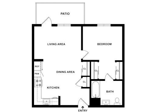 The Atchison - One Bedroom - 1 bed - 1 bath - 625 sf