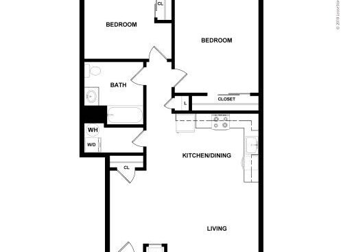 Riverside Arms - Two Bedroom One Bath - 2 bed - 1 bath - 915 sf