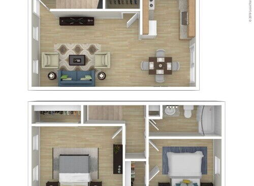 The Valley Apartments - Two Bedroom - 2 bed - 1 bath - 1020 sf