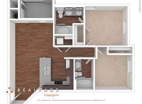 Hollister Village - Plan B1 - 2 bed - 2 bath - 951 sf