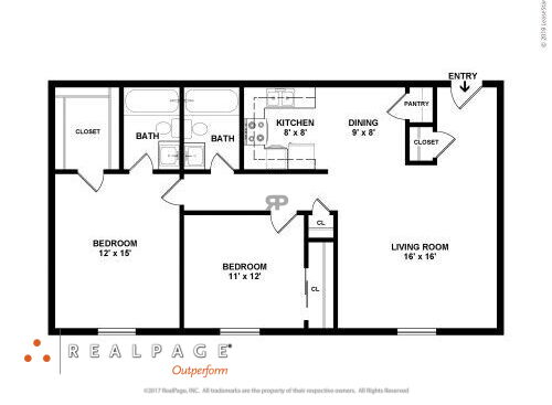 Woodfield Heights Apartments - Style GG - 2 bed - 2 bath - 1058 sf