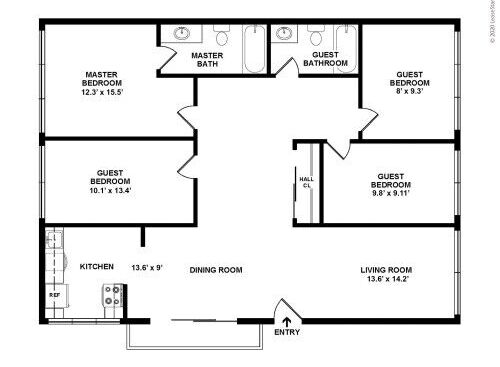Woods Grove Apartments - Four Bedroom - 4 bed - 2 bath - 1236 sf