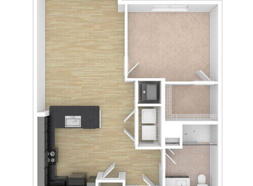Moses - 1 Bedroom, 1 Bath, 688 sq. ft. - 3D Unfurnished