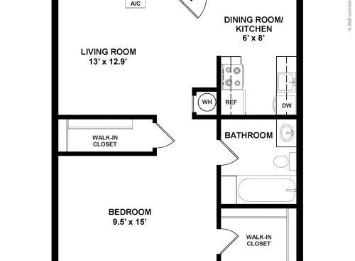 Woods Grove Apartments - One Bedroom - 1 bed - 1 bath - 595 sf
