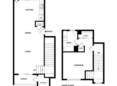 Oak Park 4 - One Bedroom 2-Story - 1 bed - 1 bath - 904 sf