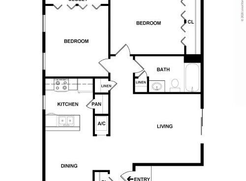 Forest Oaks - B1 - 2 bed - 1 bath - 850 sf