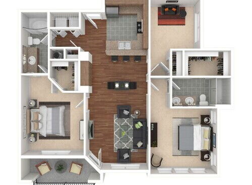 The Landing At Briarcliff Apartments - D1 - 2 bed - 2 bath - 1295 sf