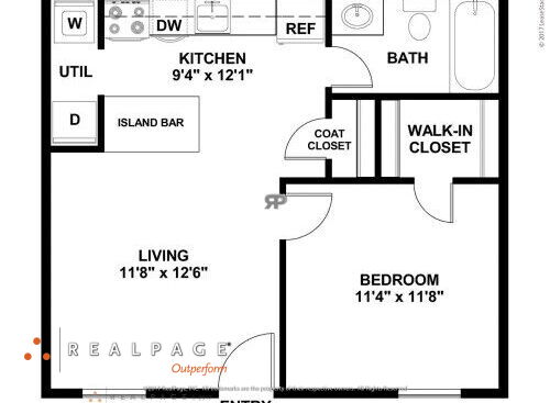 One Bedroom: Beds - 1: Baths - 1: SqFt Range - 550 to 550